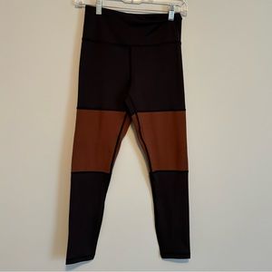 NEW Zyia Active Full Length Leggings Size 4 Small Black Brown Colorblock